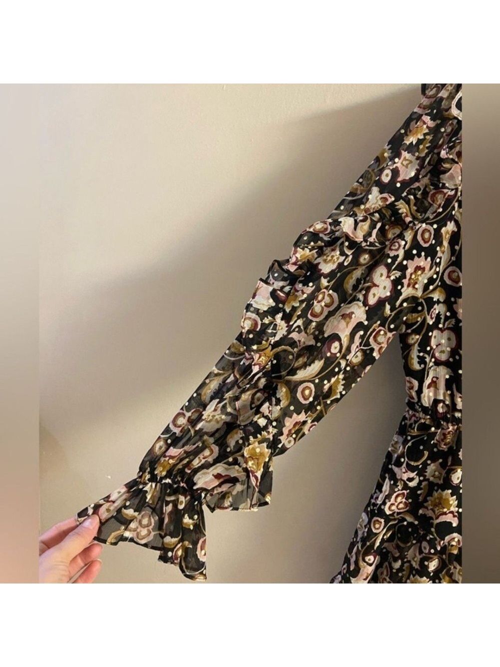 1. State Floral Black Dress mini ruffled might out Medium NWT - Picture 7 of 12